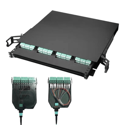 1U 19'' UHP 144F MPO-LC 랙 마운트 패치 패널 내구성 알루미늄 합금 장